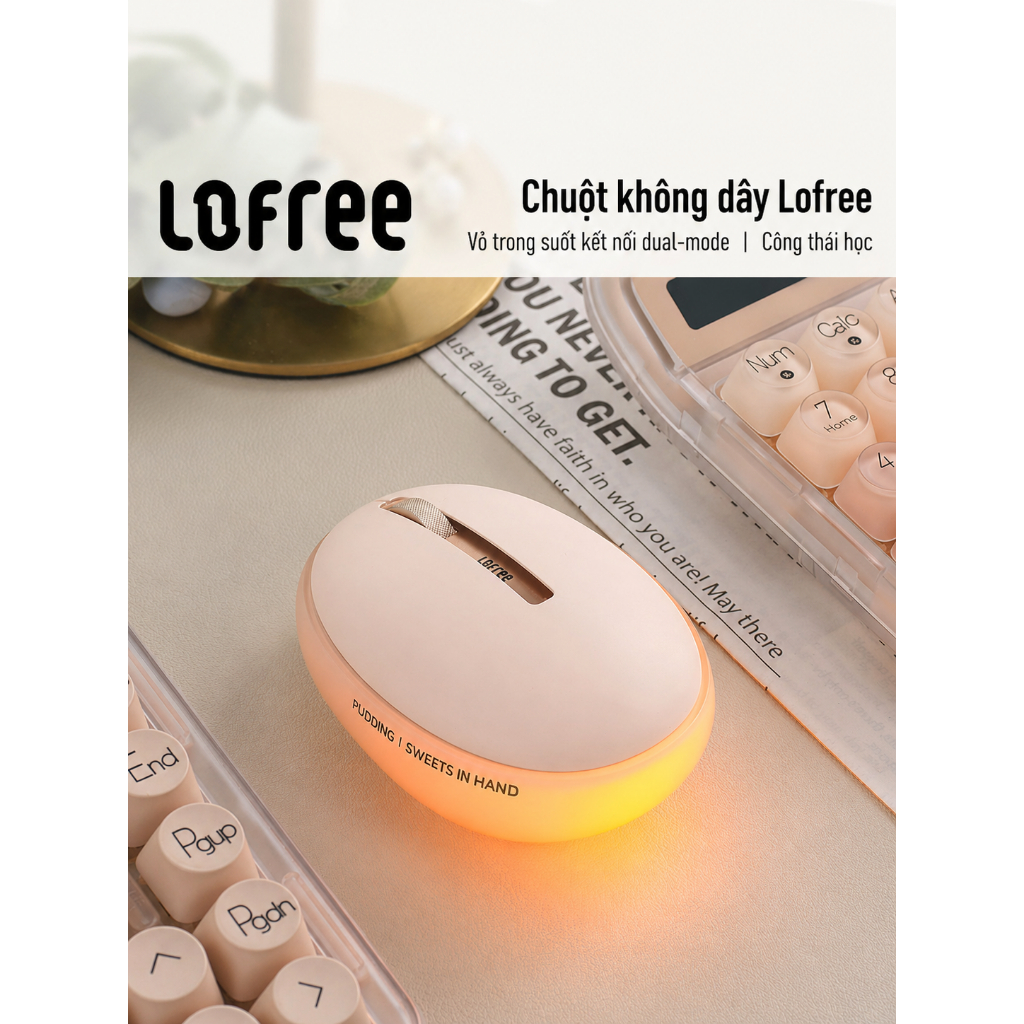 Chuột Bluetooth không dây hai chế độ Lofree Foundation Pudding chính hãng hợp sử dụng với máy tính v