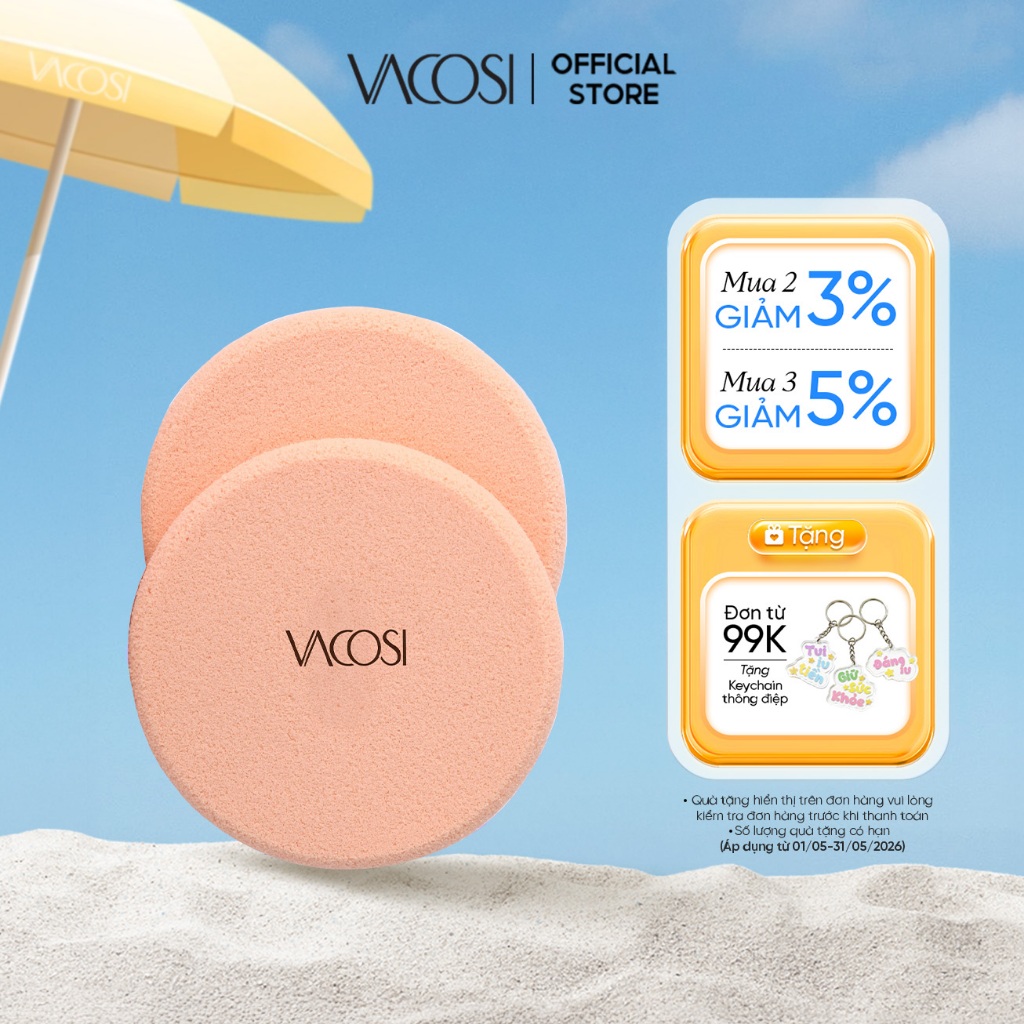 Bông Phấn Ướt Tròn Lớn VACOSI - BP05