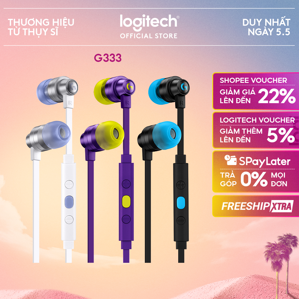 Tai nghe gaming in-ear Logitech G333 - Dual Drivers, Jack 3.5mm, Mic
