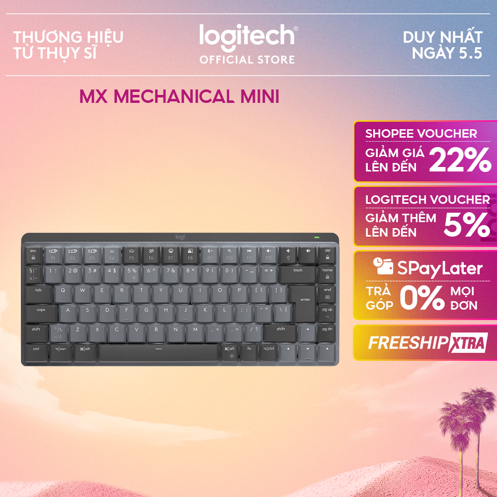 Bàn phím cơ không dây Logitech MX Mechanical Mini  – Tactile, chiếu sáng nền, sạc USB-C