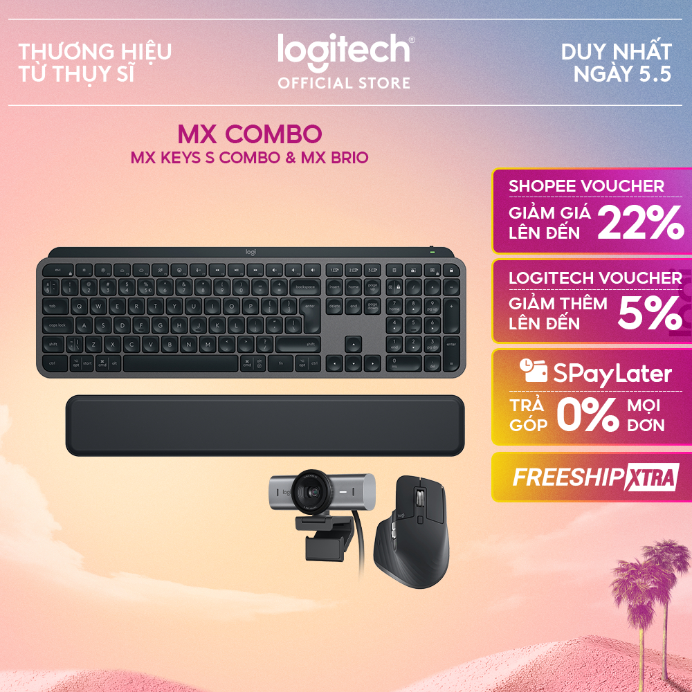 Combo Chuột & Bàn Phím Bluetooth Logitech MX Keys S Combo | Webcam Logitech MX BRIO Ultra HD 4K