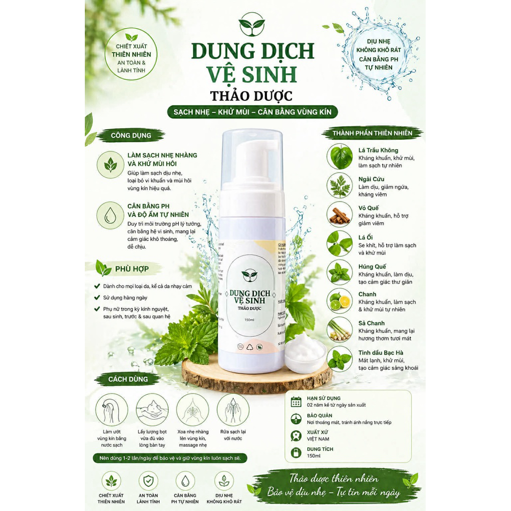 DUNG DỊCH VỆ SINH THẢO DƯỢC SÓC CON (mẫu mới)