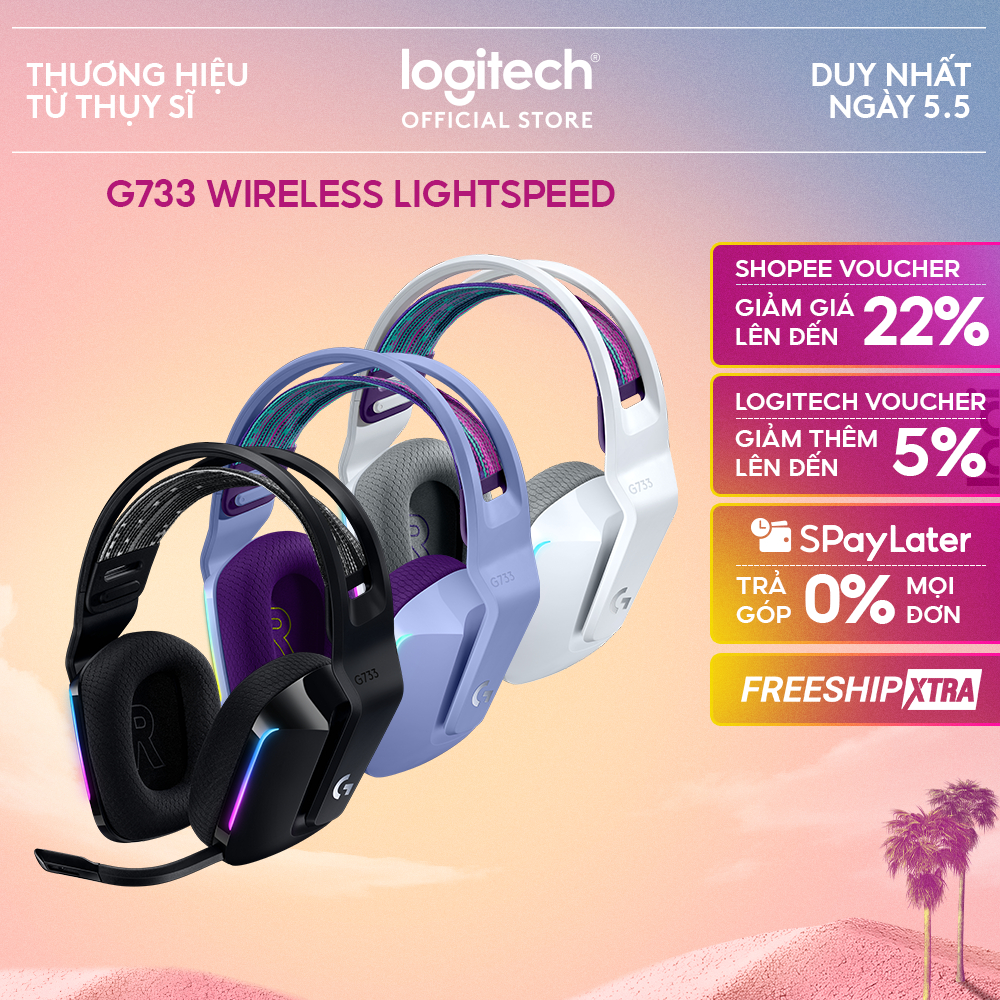 Tai nghe gaming không dây Logitech G733 - RGB, màn loa Pro-G, Mic Blue Voice