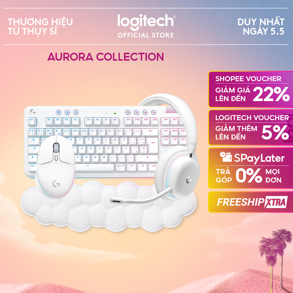 Combo Logitech Aurora - Bàn phím cơ G715 TKL, Chuột G705, Tai nghe không dây G735