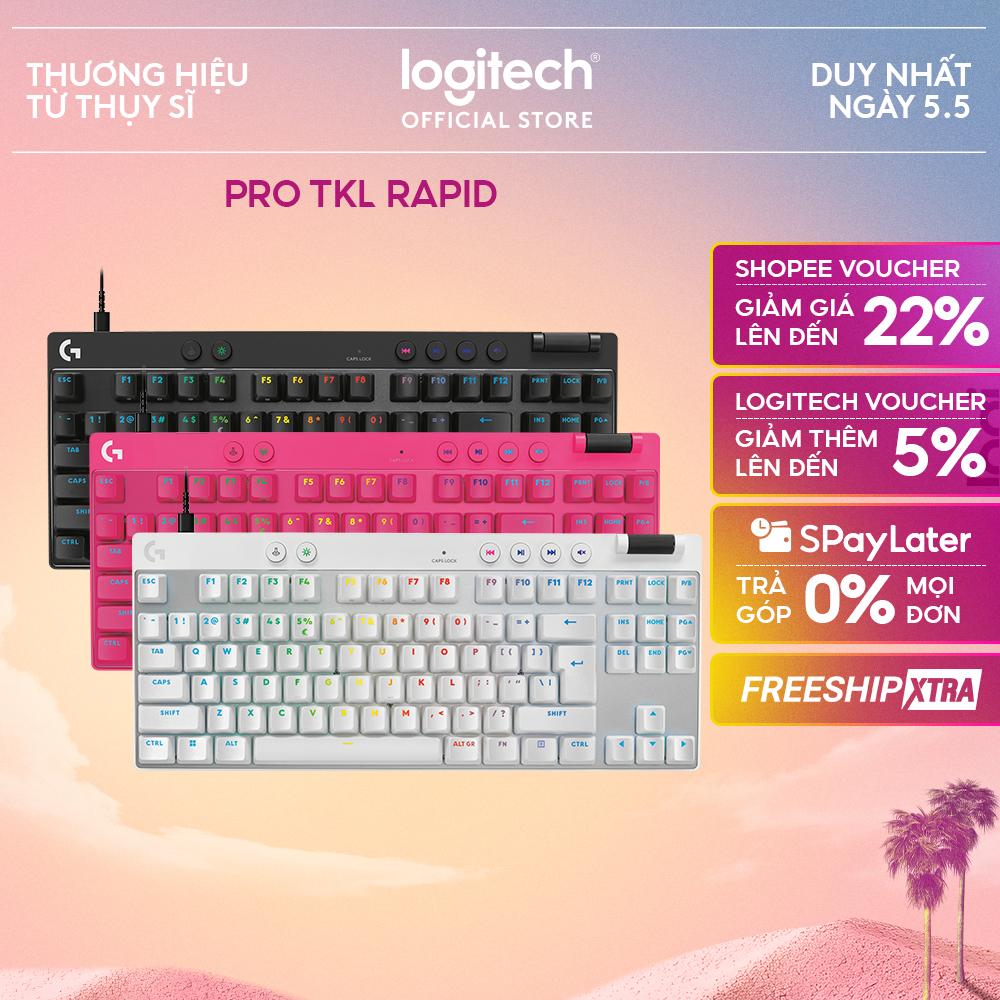 Bàn phím Game có dây Logitech G PRO X TKL RAPID, Analog switch từ tính, Rapid Trigger, KEYCONTROL