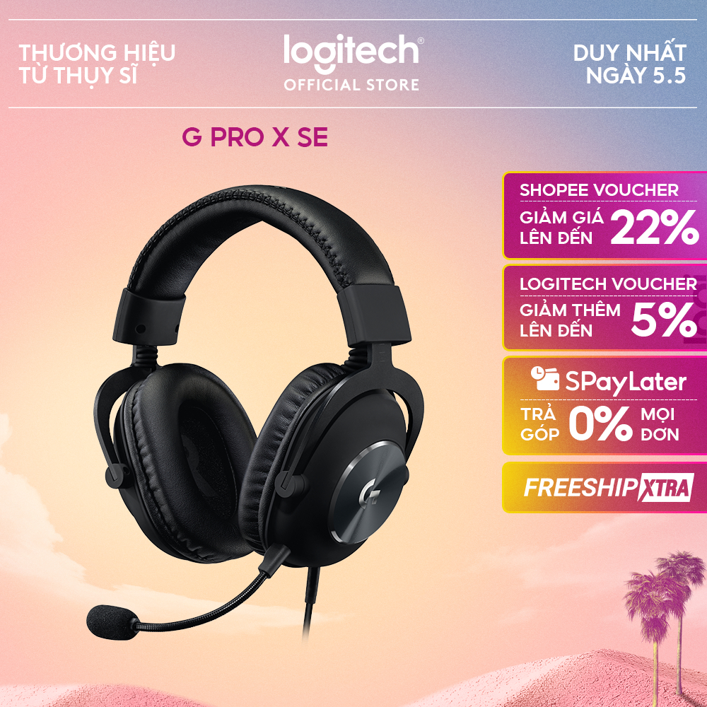 Tai nghe gaming có dây Logitech G Pro X SE, Mic tháo rời, âm vòm 7.1,đệm Memory Foam, màn loa 50 mm
