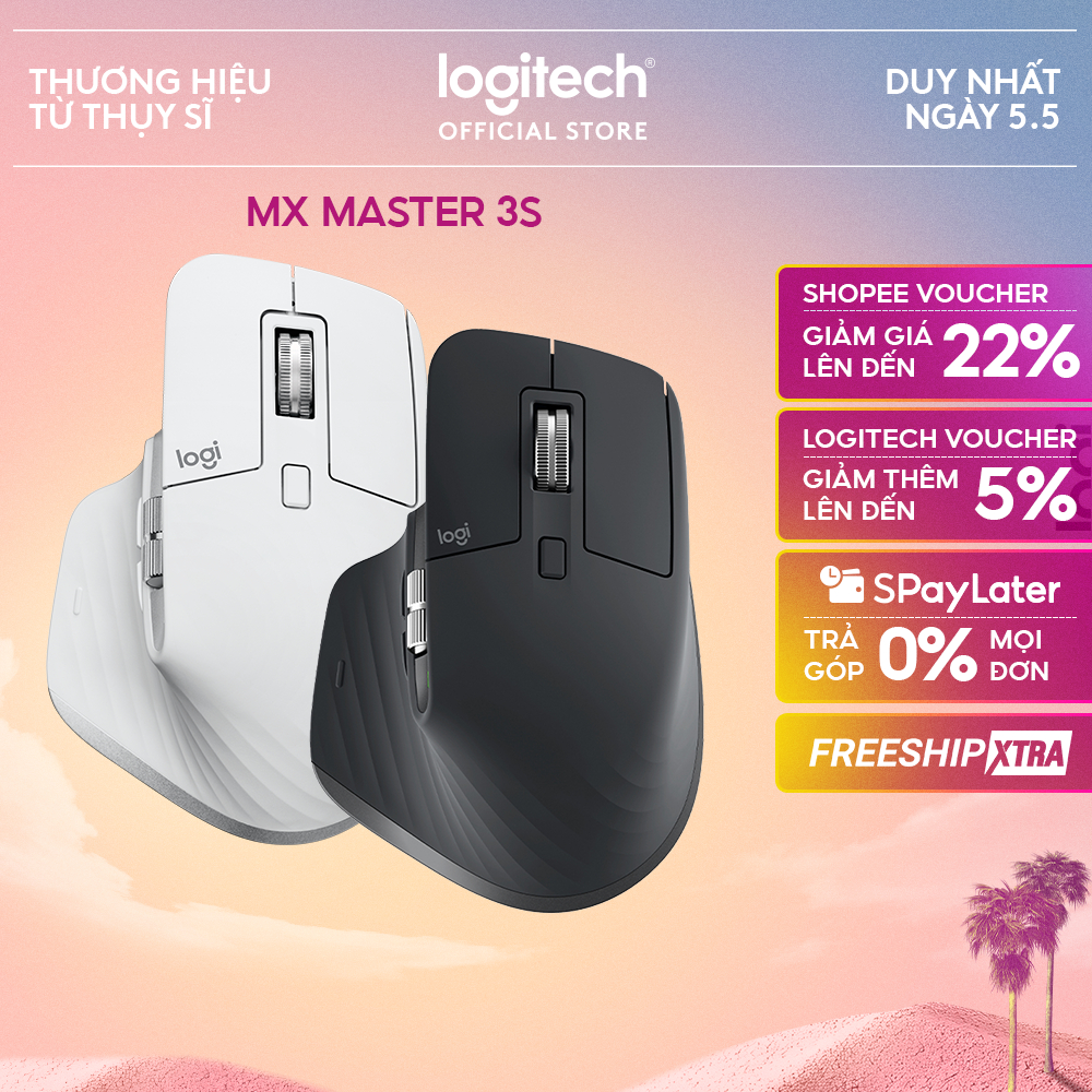 Chuột không dây Bluetooth Logitech MX Master 3s – Yên tĩnh, 8K DPI, Cuộn siêu nhanh, sạc USB-C