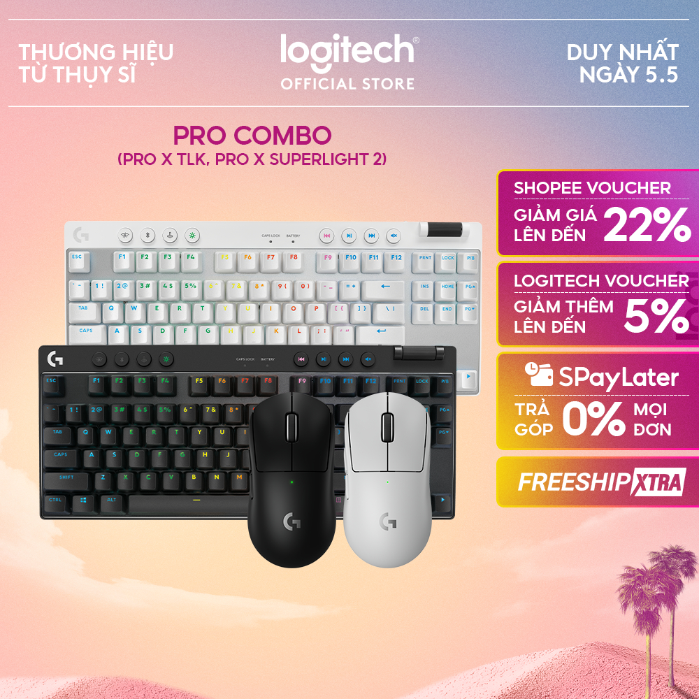 Combo chuột, phím gaming không dây Logitech G PRO X TKL LIGHTSPEED, PRO X SUPERLIGHT 2 LIGHTSPEED, 3