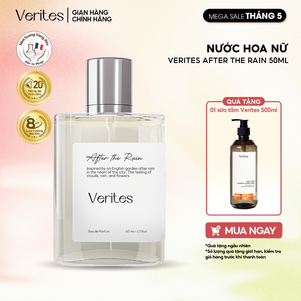 Nước hoa Nữ VERITES After The Rain Thuần khiết, Tươi trẻ, Năng động 50ml