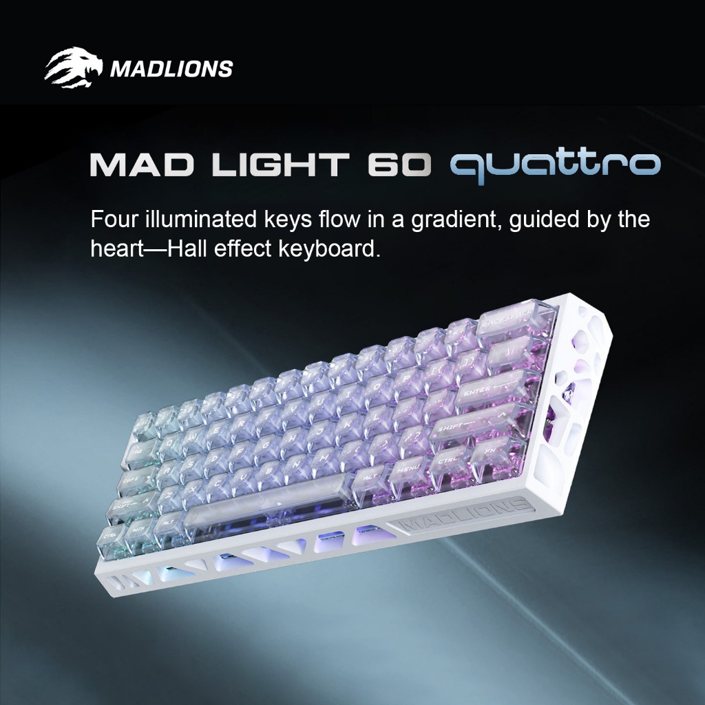 MAD Light 60 Quattro | 8k Polling rate | Led Quattro | Crystal Magnetic Switch | Hall Effect 0.01mm