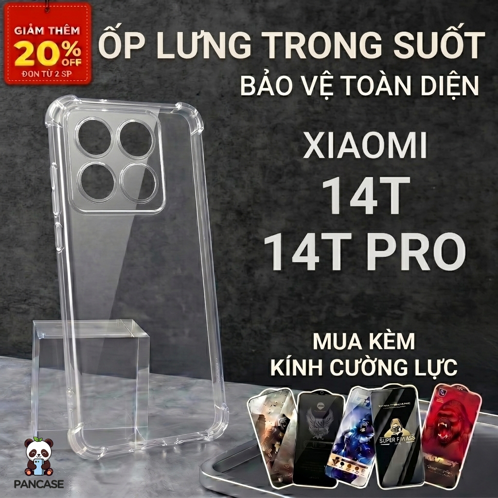 Ốp lưng Xiaomi 14T, 14T Pro 5G PANCASE trơn trong suốt | Ốp điện thoại Xiaomi dẻo bảo vệ camera đt t