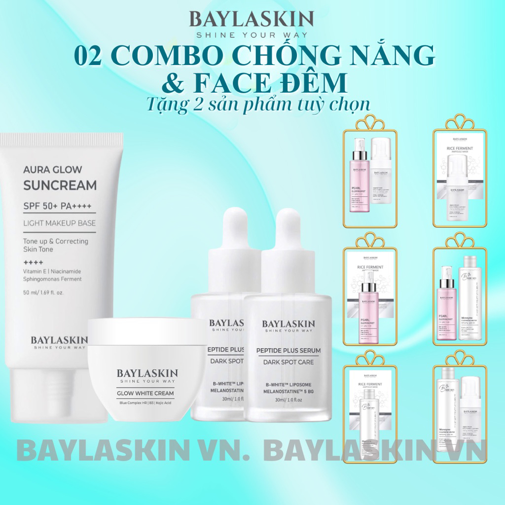 [Kèm 2 quà tùy chọn] 02 Combo kem chống nắng + đêm Bayla Skin (Barbie Skin)