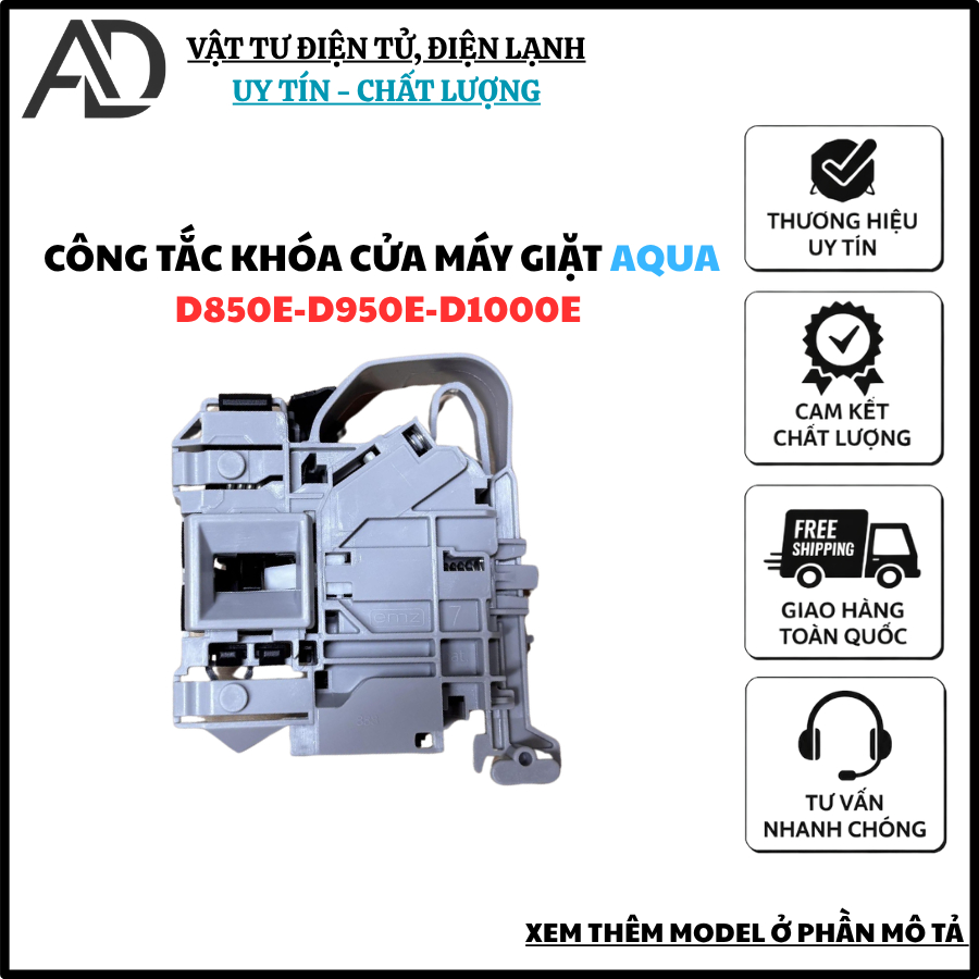 Công tắc khoá cửa máy giặt AQUA AQD - D850E - D950E - D1000E chính hãng.