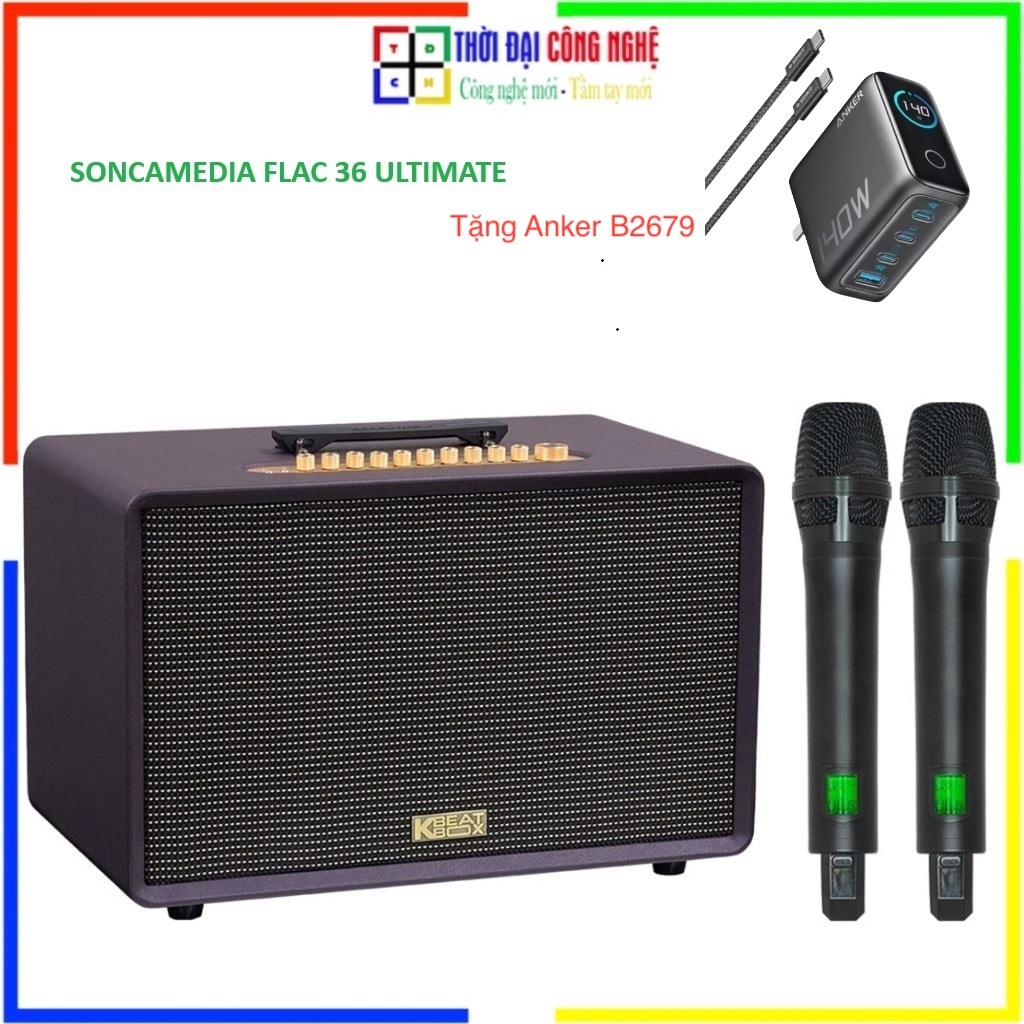 [ Tặng Anker B2679 ] SONCAMEDIA FLAC 36 ULTIMATE / FLAC 39  - Loa Karaoke ACNOS Kèm 2 Mic, Bảo Hành 