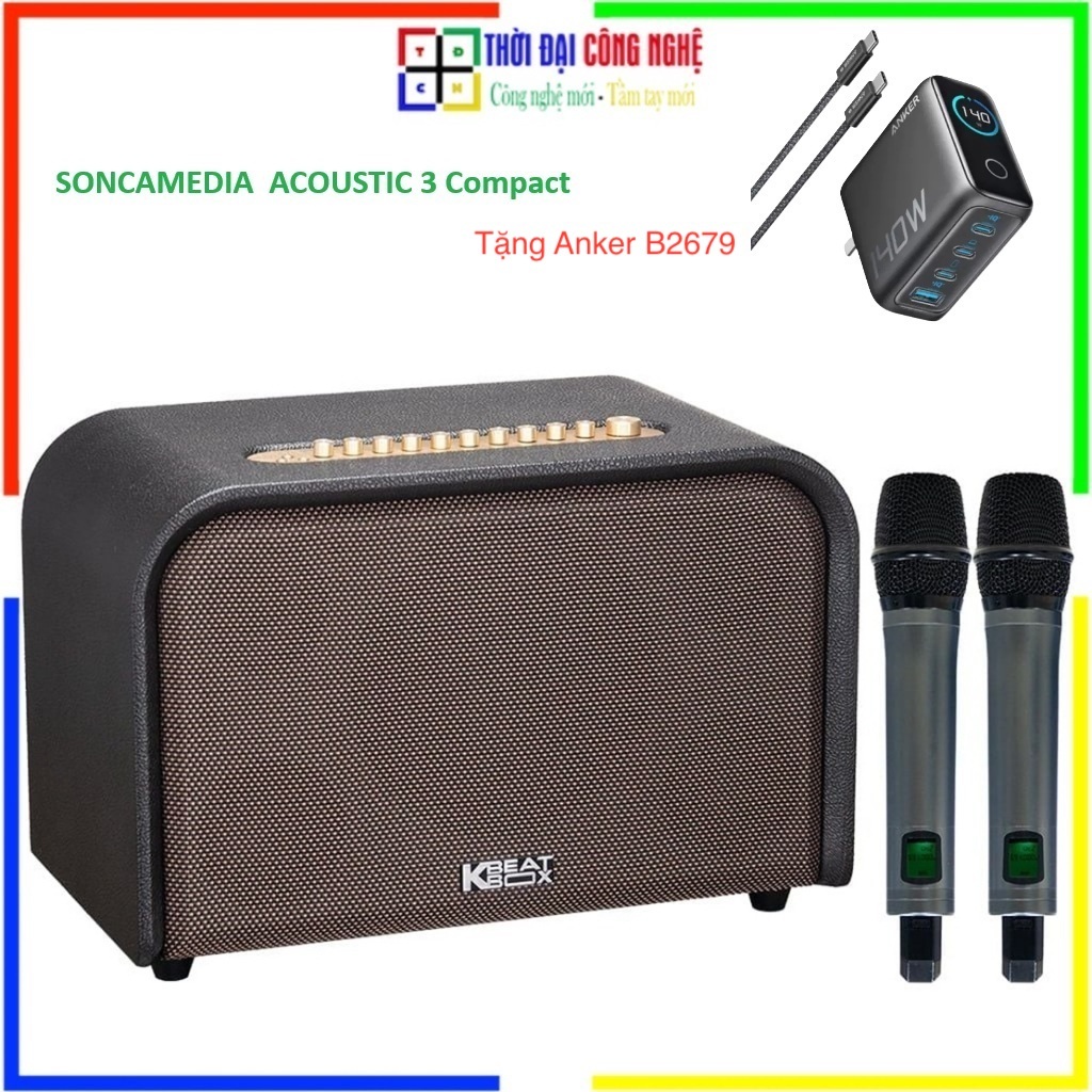 [ Tặng Anker B2679 ] SONCAMEDIA  ACOUSTIC 3 Compact Loa Kéo Karaoke 3 đường tiếng, BH 12 tháng ACNOS
