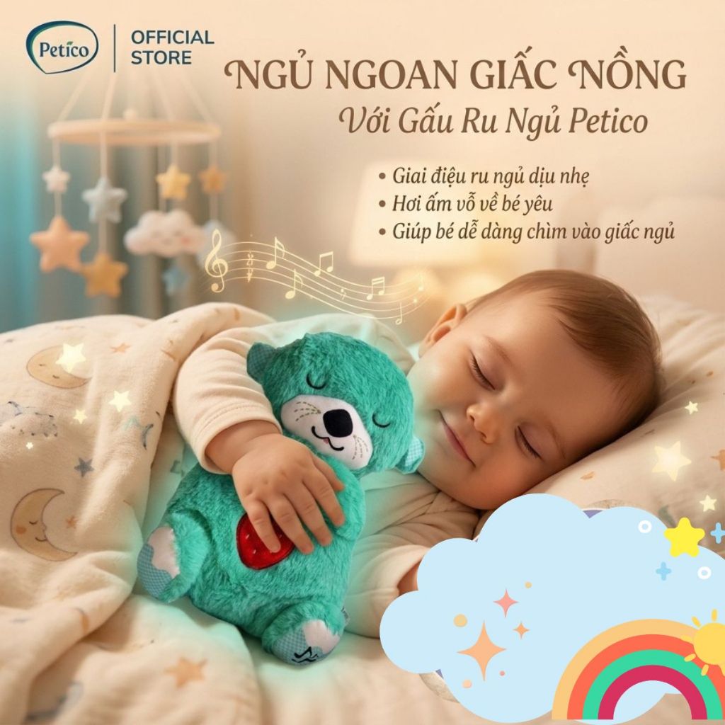 Gấu Bông Rái Cá Otter, Koala Nhịp Thở Phát Nhạc Êm Dịu Nhiều Chế Độ Cho Bé Ngủ Ngon PETICO