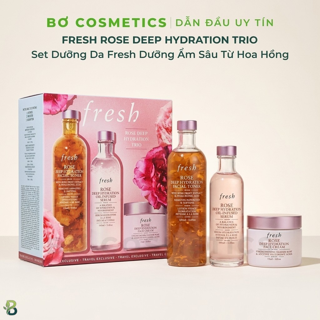 Set Dưỡng Da FRESH Rose Deep Hydration Trio l Bơ Cosmetics