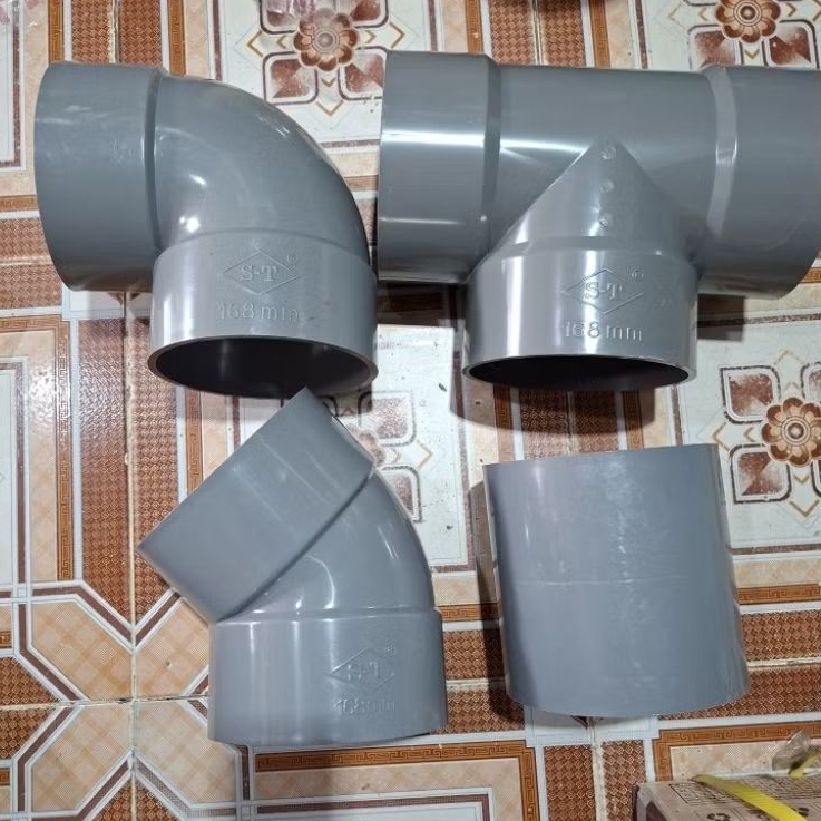 (Phi 168) Co 90 độ - Tê - Lơi - Nối thẳng phi 168 nhựa uPVC thương hiệu S-T 