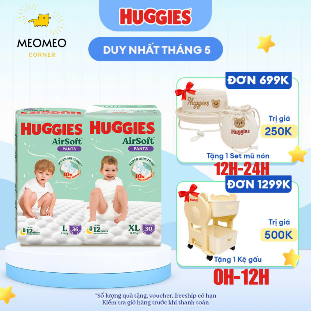 Tã / Bỉm quần Huggies AirSoft M L XL