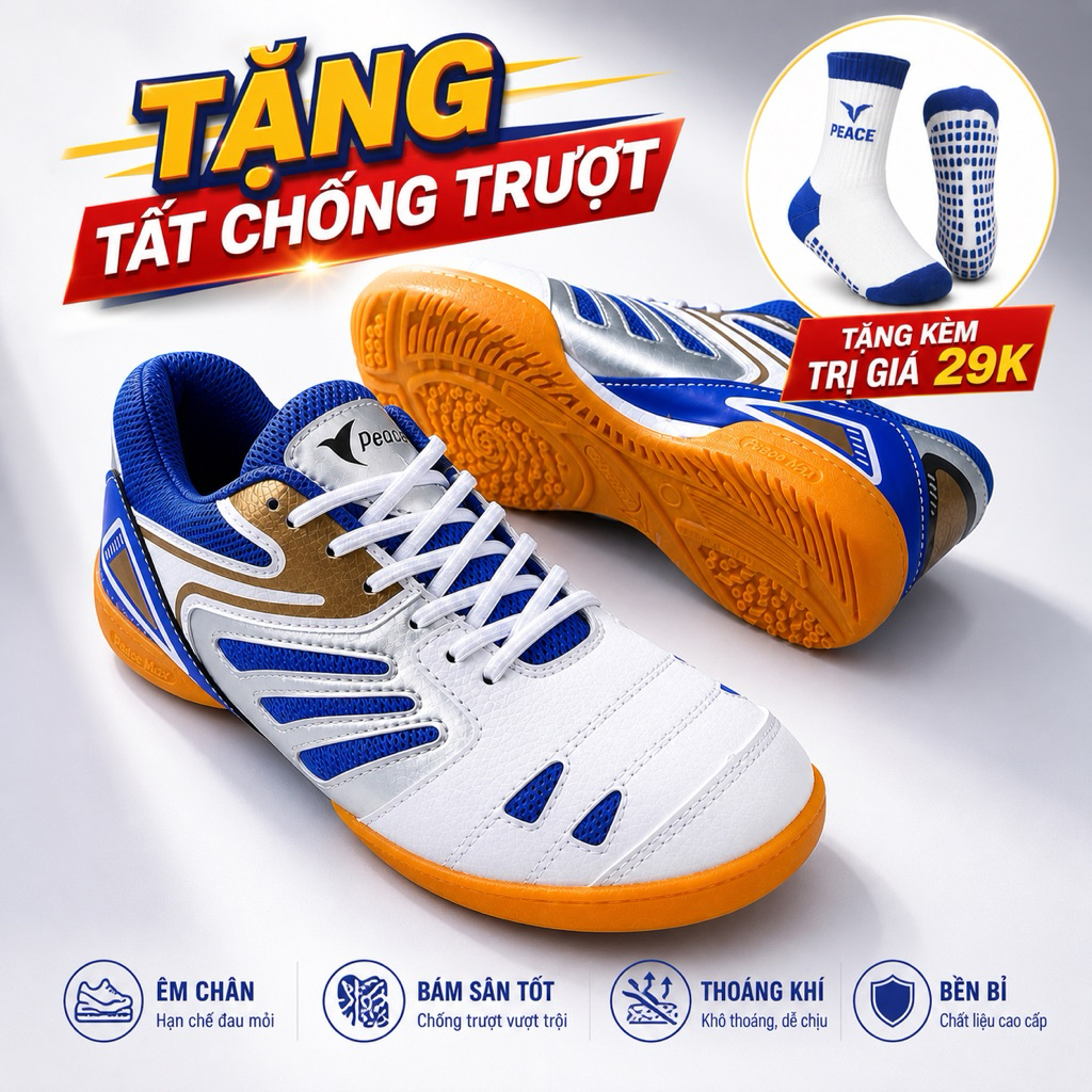 Giày Cầu Lông Peace Max Nam Nữ – Êm Nhẹ, Bám Sân Tốt, Chống Trượt, Đa Dụng Bóng Chuyền Pickleball + 