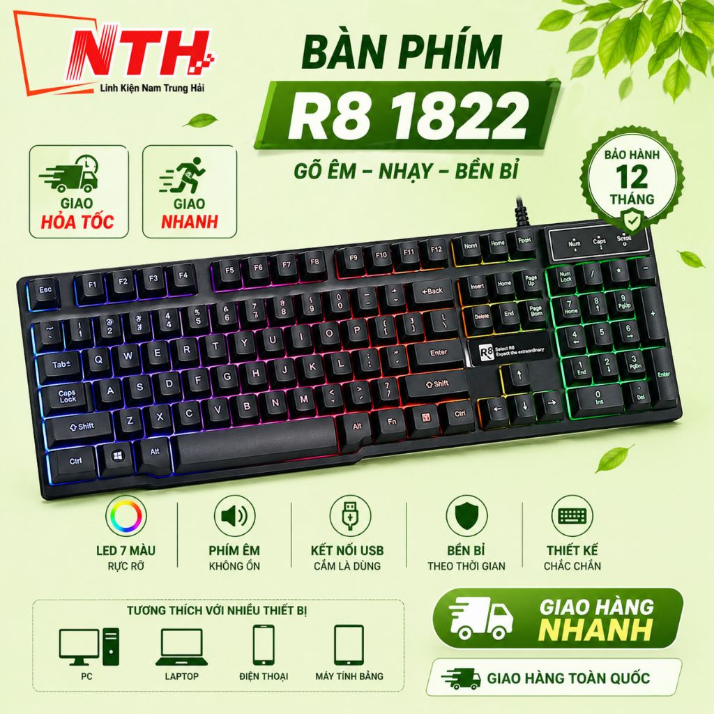 [SBS0] Phím Led Chuyên game R8 1822