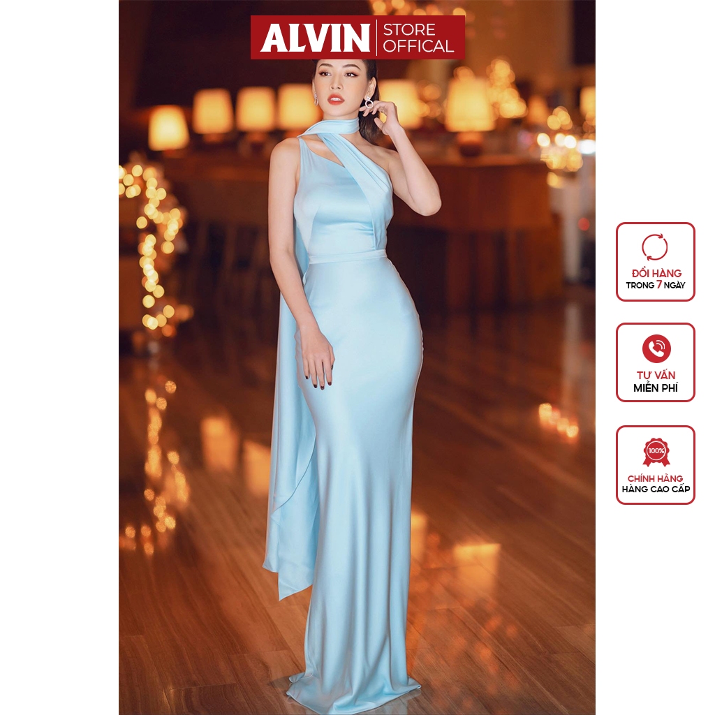 Đầm dạ hội kiểu lệch vai choàng cổ sang trọng Alvin Store 0961