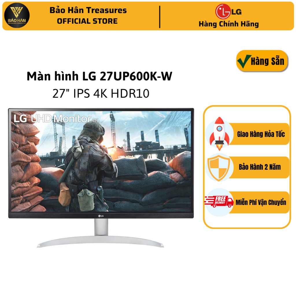 Màn Hình Máy Tính LG UHD 4K 27'' IPS VESA DisplayHDR 400 27UP600K-W.ATV - Hàng Chính Hãng