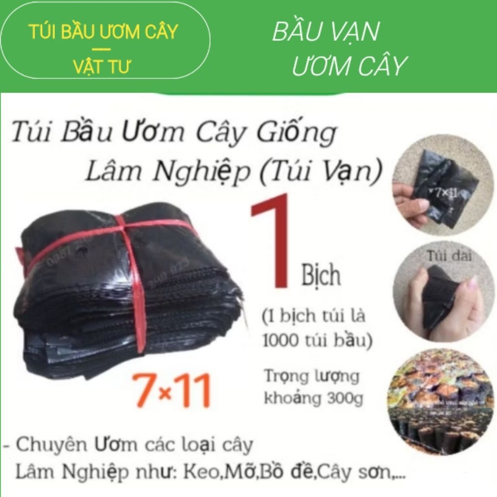 Bầu vạn 7×11, ươm cây giống, chất liệu nilon đen dẻo dai