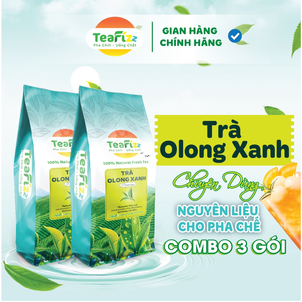 Combo 2 Gói Trà Olong Xanh Cao Cấp TeaFizz 1000g - Pha Olong Long Nhãn, Olong Sữa