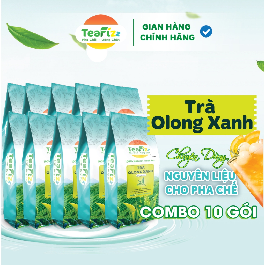Combo 10 Gói Trà Olong Xanh Cao Cấp TeaFizz 5000g - Pha Olong Long Nhãn, Olong Sữa