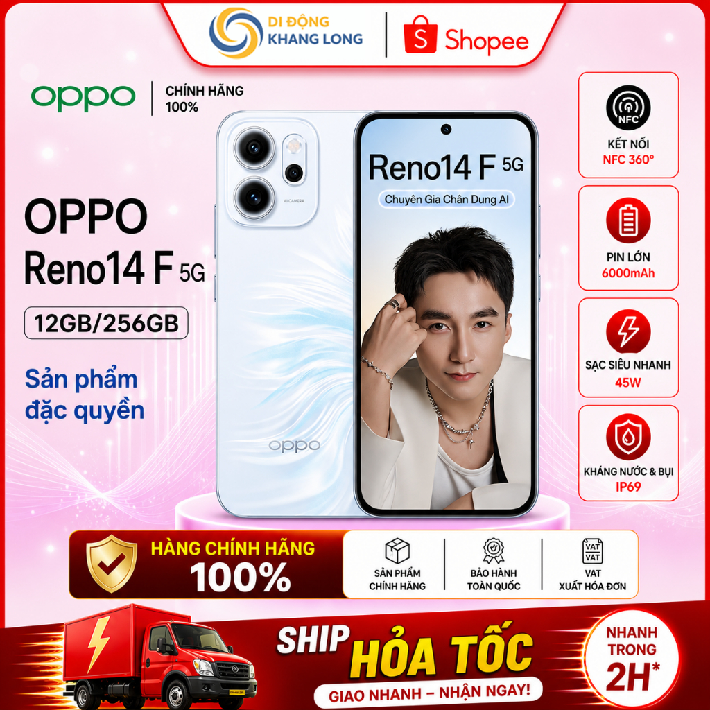 Điện Thoại OPPO Reno14F 5G 12GB/256GB | 8GB/256GB - Hàng Chính Hãng