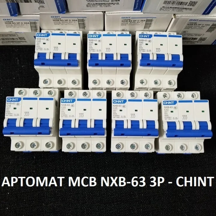 [Chính hãng] Aptomat CHINT NXB-63 3P 6A 10A 16A 20A 25A 32A 40A 50A 63A, CB tép MCB NXB-125 3P 100A