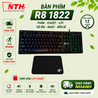🎁kl- tặng lót chuột🎁 bàn phím led đa màu r8 1822