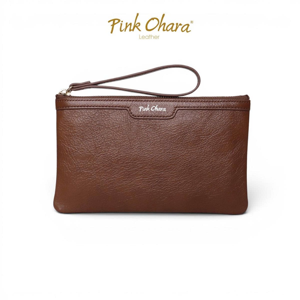 Ví Cầm Tay Nữ Clutch PINK OHARA Đựng Điện Thoại Da Bò Thật