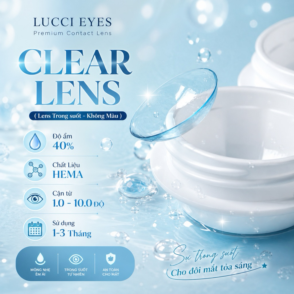 Lens Trong Suốt  OLIVIA MONROSE LENS ( LUCCI EYES) [ Tặng khay đơn ]Lens trong suốt cận , Tự nhiên