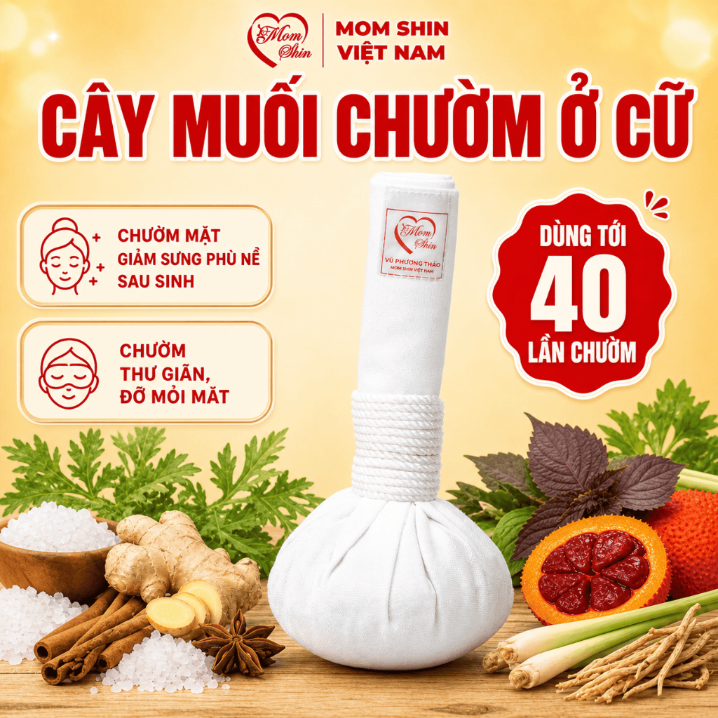 Cây muối chườm mắt thảo mộc sau sinh MOM SHIN, chườm nóng mắt mũi mặt, hơ muối giảm sưng phù nề mắt