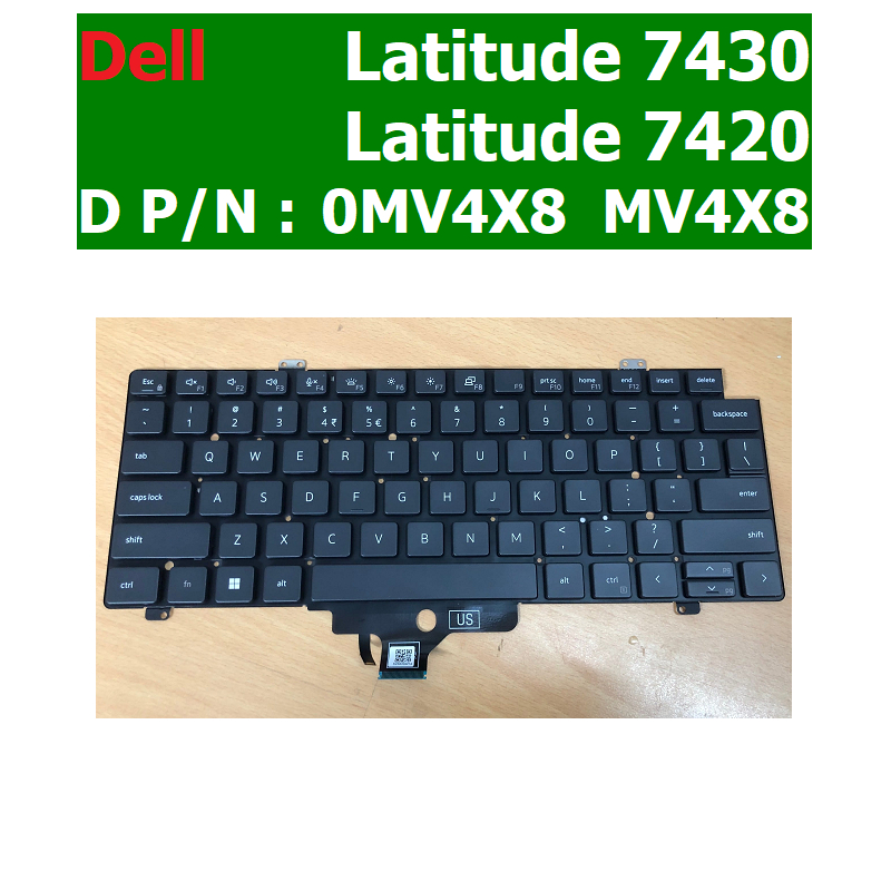 Bàn phím laptop Dell Latitude 7430 Gen 12th năm 2022  D P/N : 0MV4X8  MV4X8  Keyboard laptop Dell La