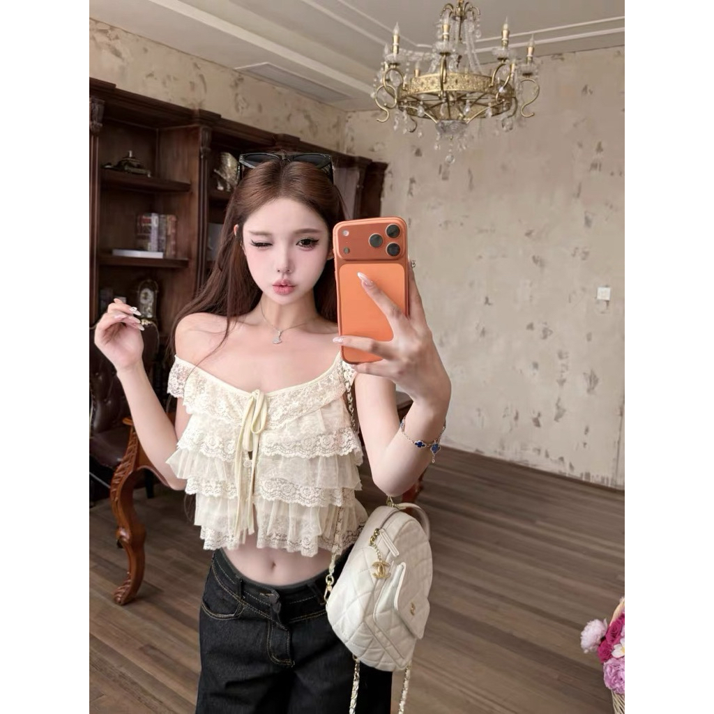 Áo ren bèo tầng cổ sâu sexy TABISHOP Áo kiểu nữ hottrend mặc hè đi chơi sang chảnh(318) | BigBuy360 - bigbuy360.vn