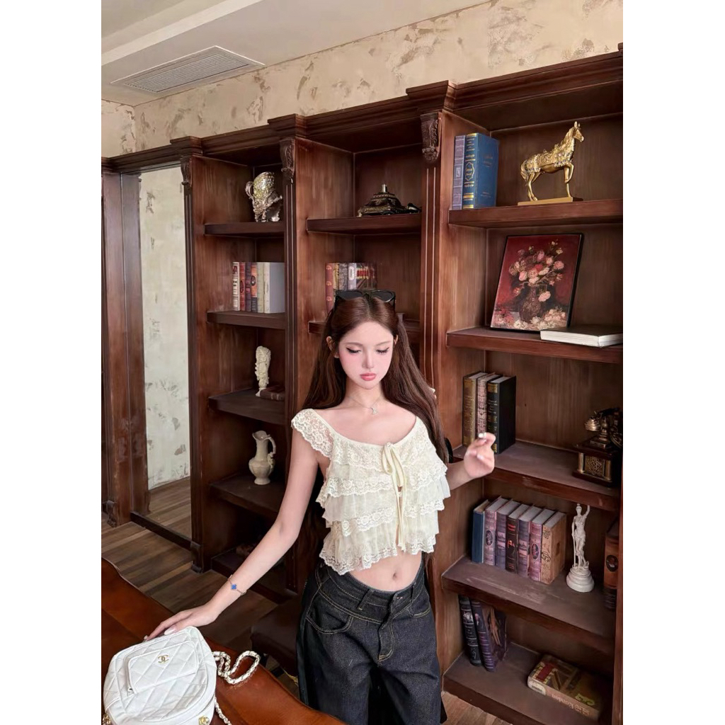 Áo ren bèo tầng cổ sâu sexy TABISHOP Áo kiểu nữ hottrend mặc hè đi chơi sang chảnh(318) | BigBuy360 - bigbuy360.vn