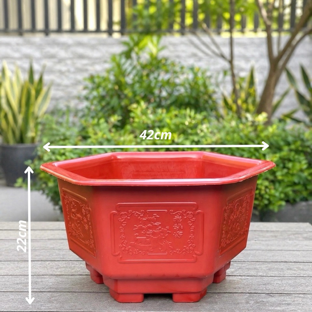 FAC380 Kt 42x22cm Combo 5 Cái Chậu Nhựa Lục Giác FAC380 [42x22]