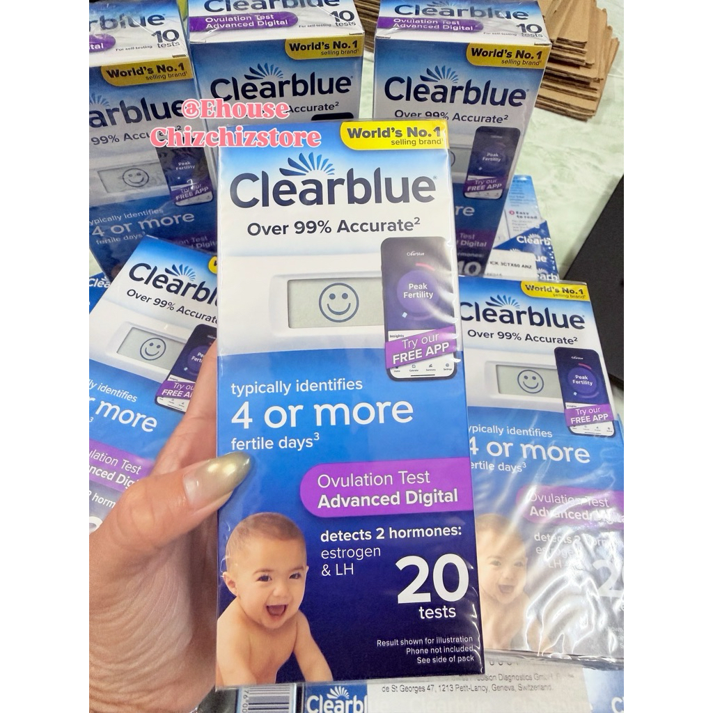Hộp 20 Que Thử Test Rụng Trứng Úc Clearblue Nhanh Hiệu Quả Tới 99% - Advanced Digital Ovulation Kit 