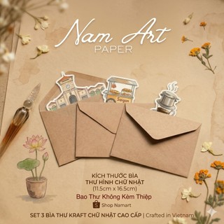 Bao Thư Giấy Kraft Nâu Đủ Size (9 - 16cm) Phong Bì Vintage Đựng Thiệp, Voucher, Ảnh - Namart Paper