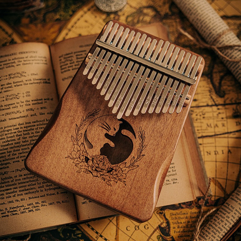 Kalimba 17 phím Vintage hộp vuông hộp tròn có EQ đàn kalimba 17 phím gỗ tặng phụ kiện đầy đủ