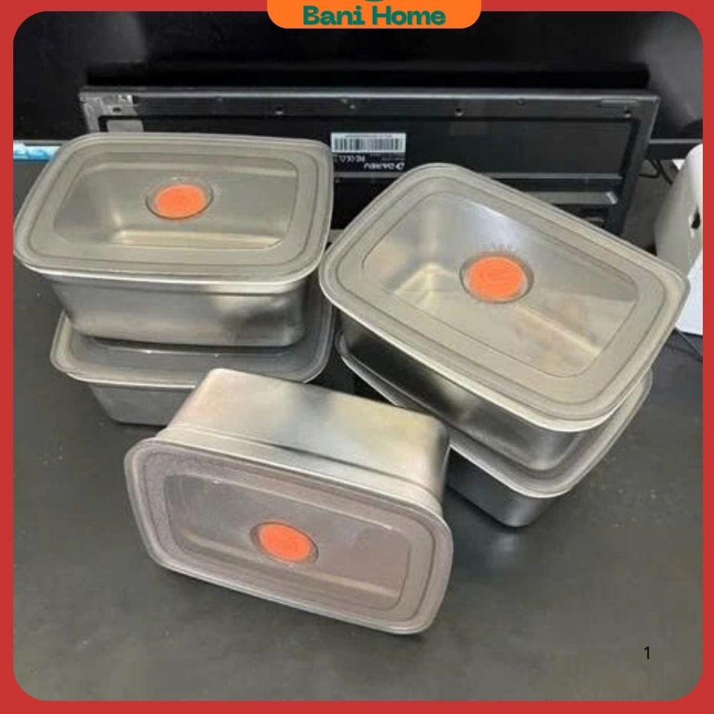 Combo 5 hộp bảo quản thực phẩm bằng inox 304 cao cấp  dung tích 1500ml/1hop,nắp roăng silicon kín