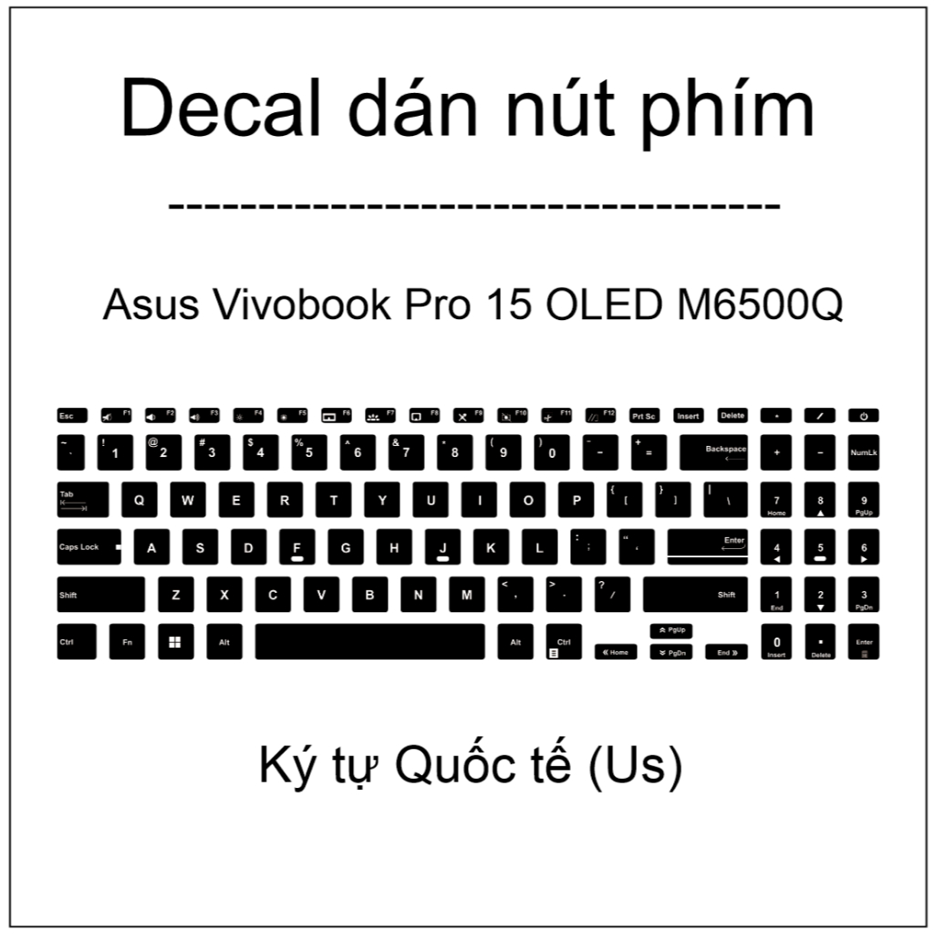 Decal dán nút phím Asus Vivobook Pro 15 OLED M6500 M6500Q