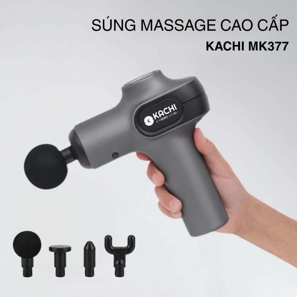 Máy massage cầm tay Kachi MK377 - Đen, 9 cấp độ rung, pin Lithium-ion 1200mAh