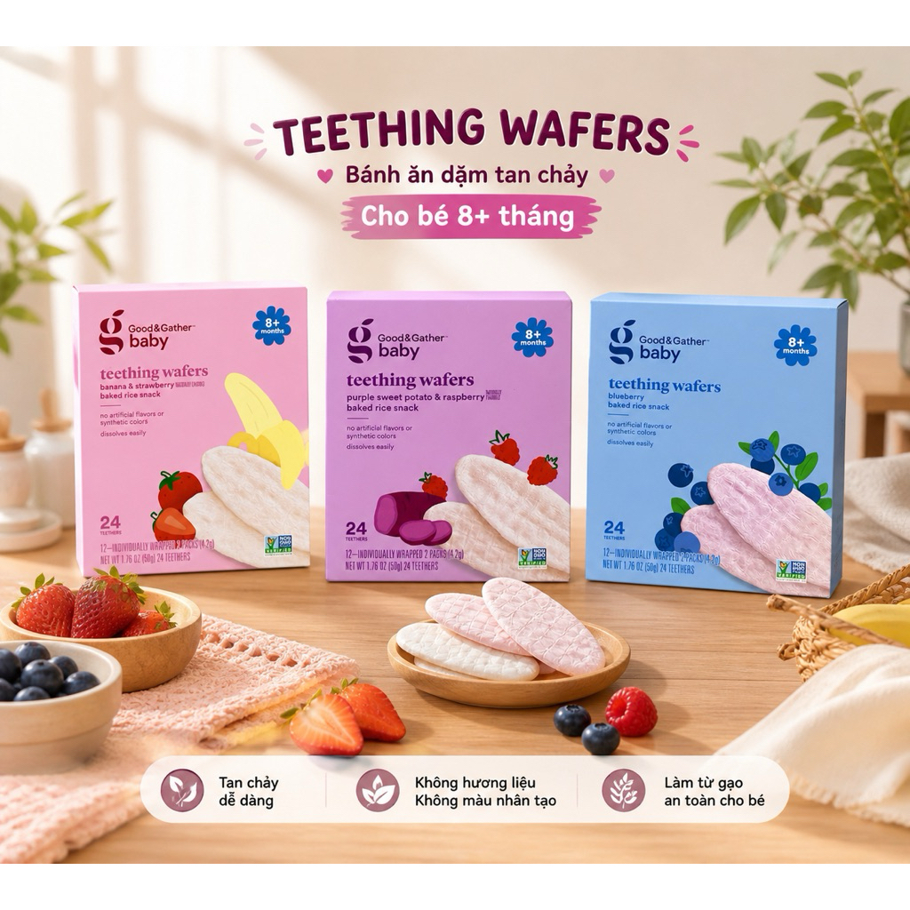Bánh ăn dặm Good & Gather Baby Teething Wafers (8+ tháng).