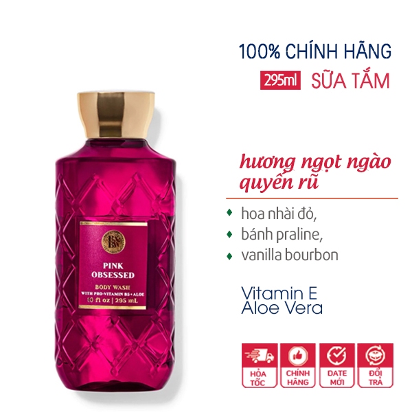 Sữa tắm PINK OBSESSED dưỡng ẩm lưu hương cho mọi loại da - Bath & Body Works 295ml (Hàng nội địa Mỹ)