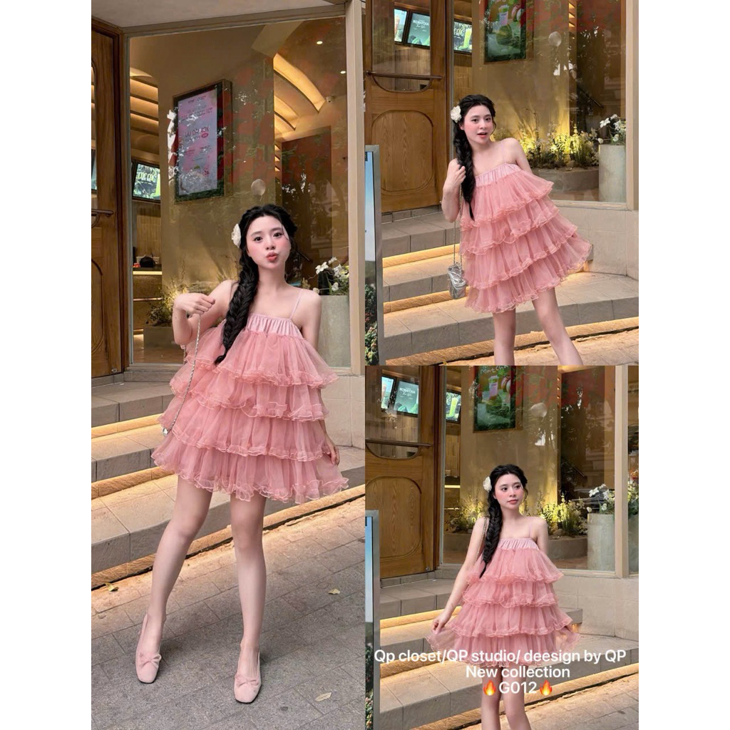 Áo váy 2s tầng lưới G012