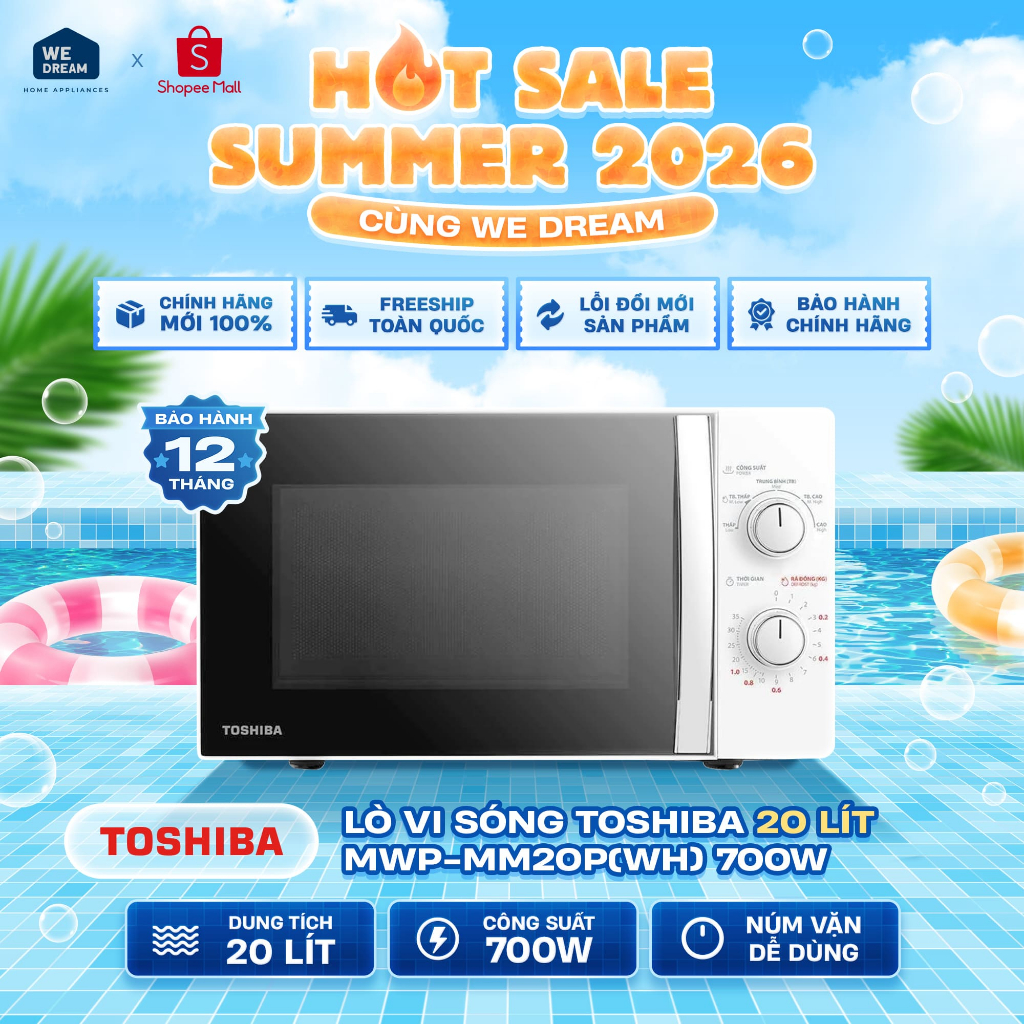 MWP-MM20P(WH) - Lò Vi Sóng Toshiba 700W MWP-MM20P(WH) - Hàng Chính Hãng, Mới 100%